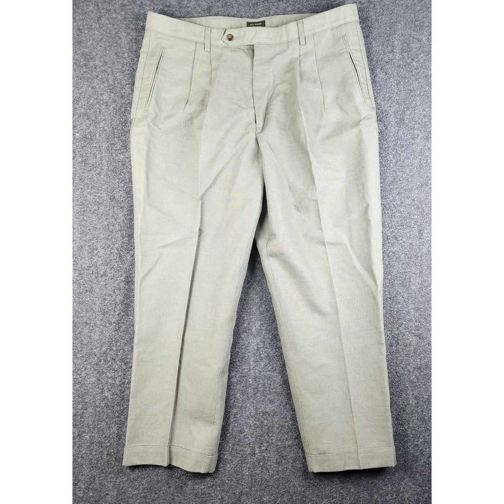Dockers Class A Dress Pants Mens 40x30 Vintage Linen Blend Pleated New